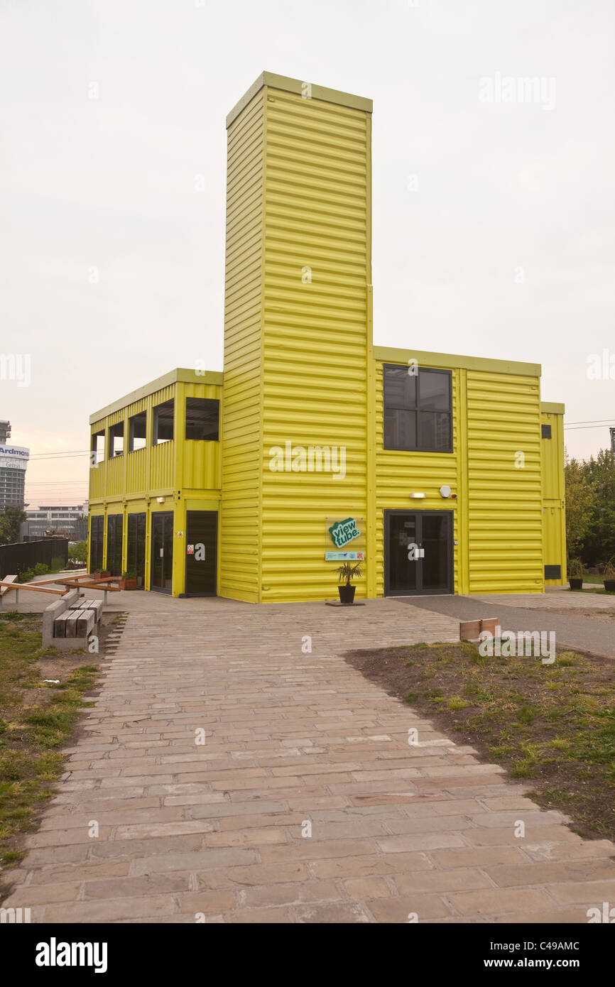 Viewing platform and cafe,Greenway, 2012 Olympic site , Stratford, London, England, United Kingdom. Stock Photo