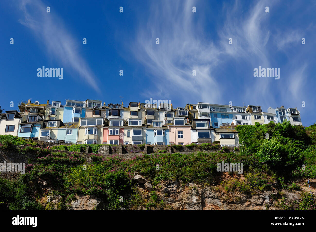 sea view properties brixham devon england uk Stock Photo Alamy