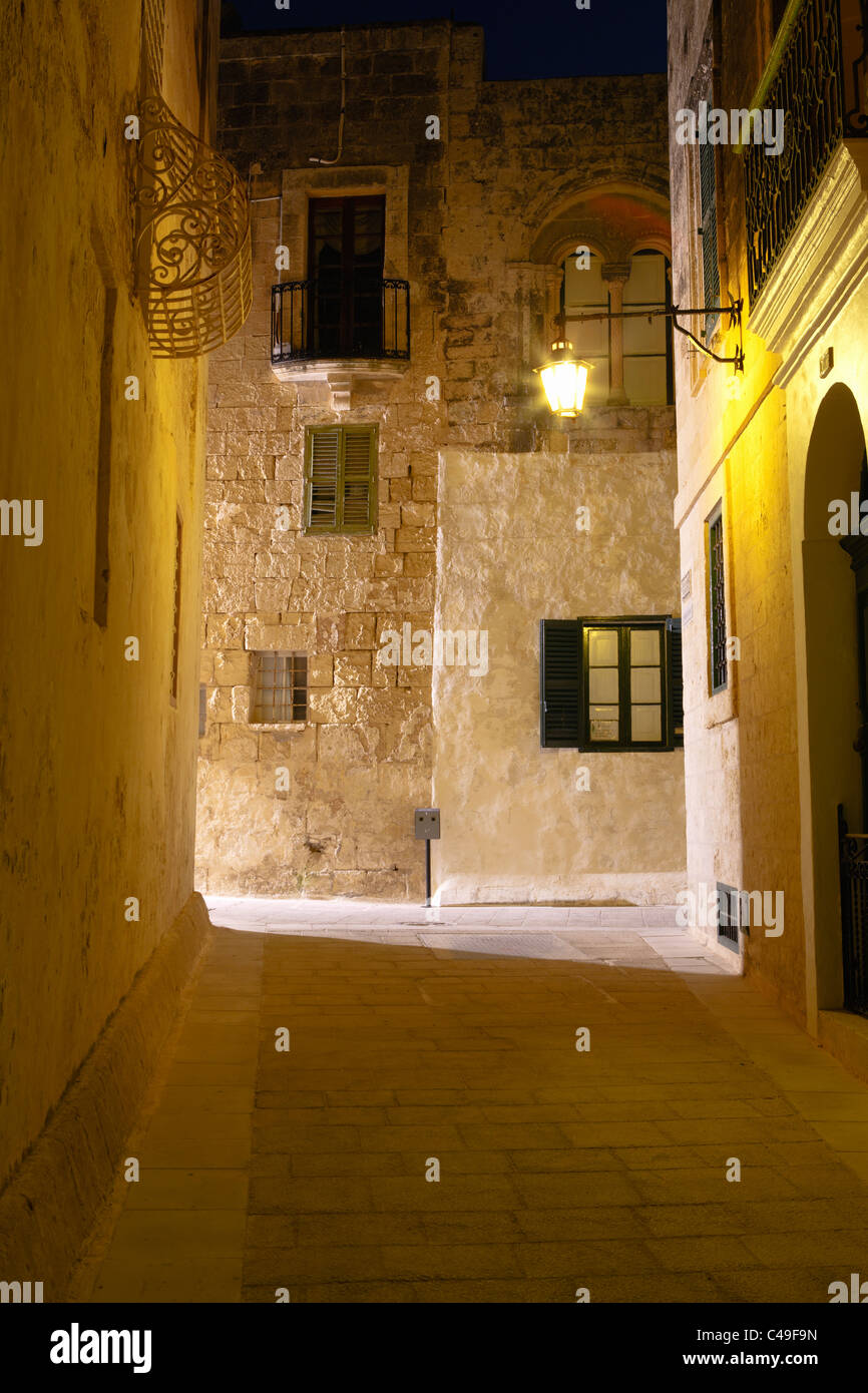 Night Scene, Mdina, Malta Stock Photo