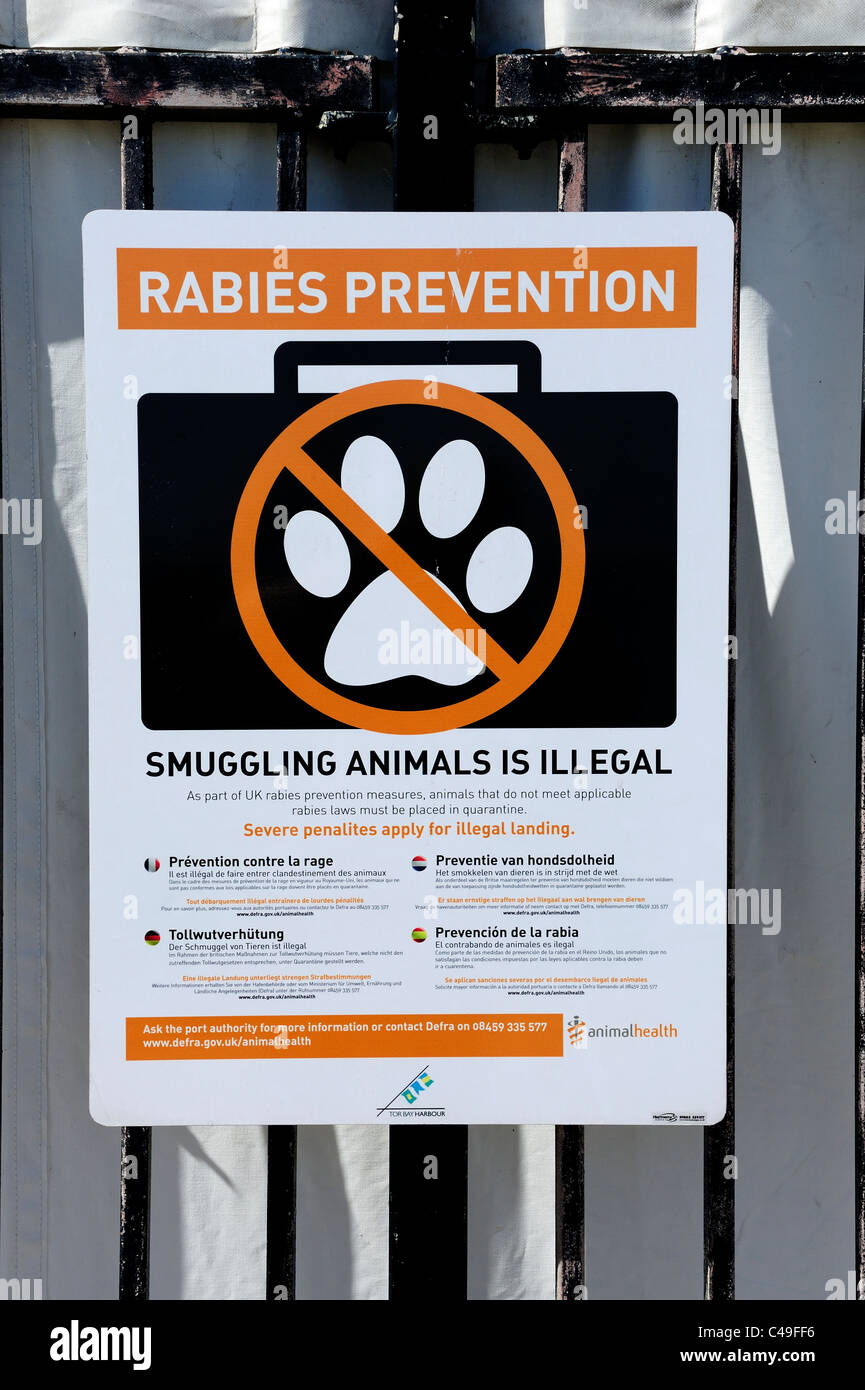 rabies prevention information sign brixham devon england uk Stock Photo