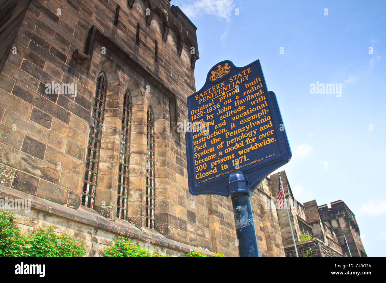 Eastern State Penitentiary is designated as a national historic landmark. Stock Photo