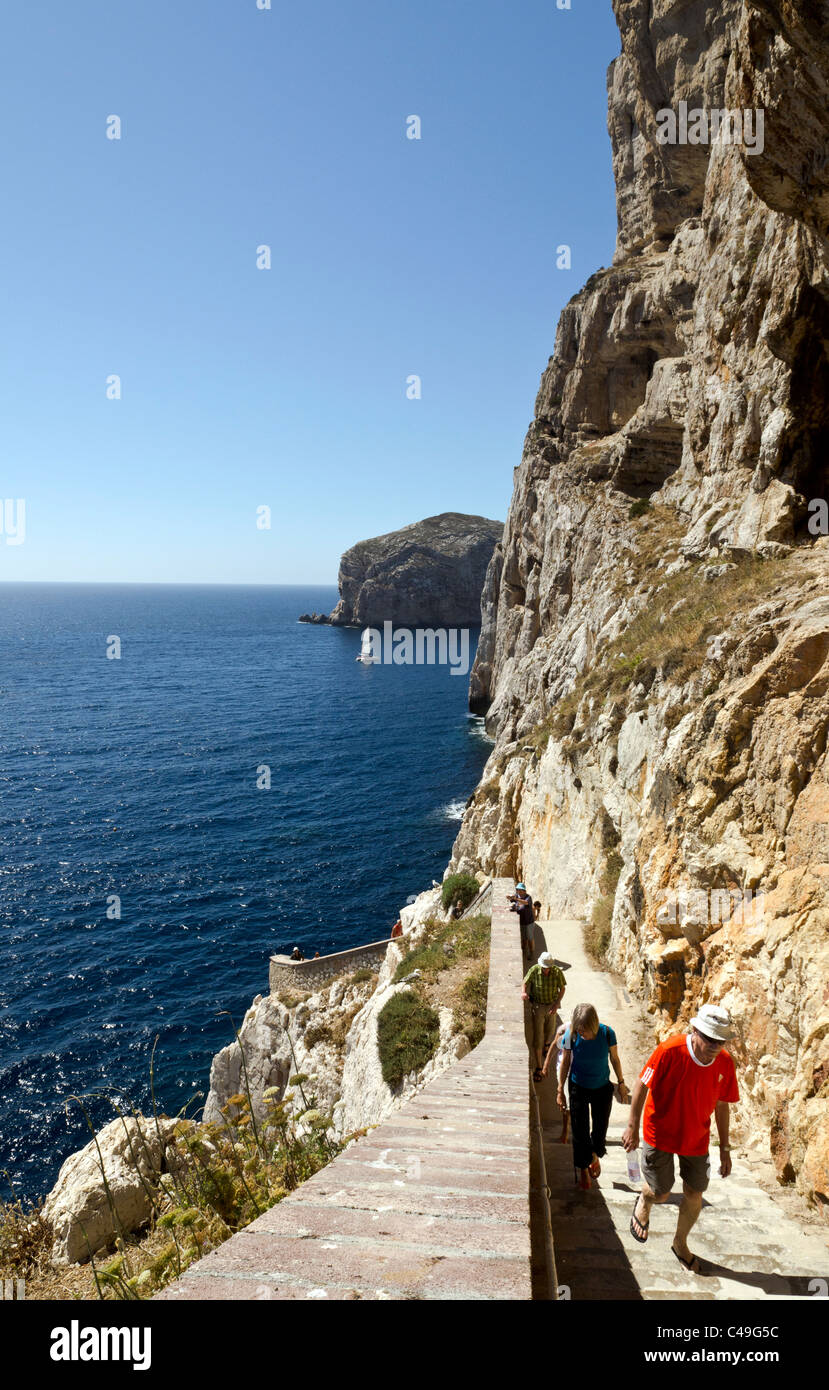 Cabirol steps for Neptune's caves, Alghero, Sardinia, Italy Stock Photo