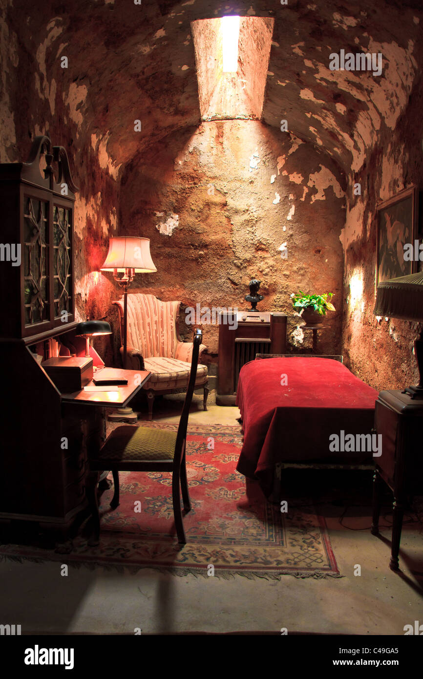 Al Capone's cell was full of beautiful furniture. Stock Photo