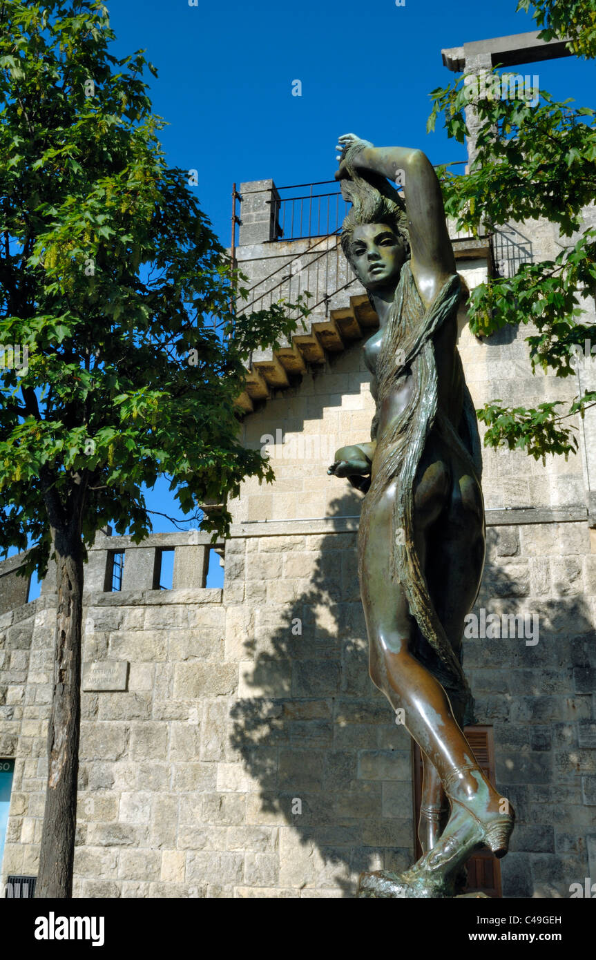 A public sculpture on Contrada de Pianello in San Marino Stock Photo