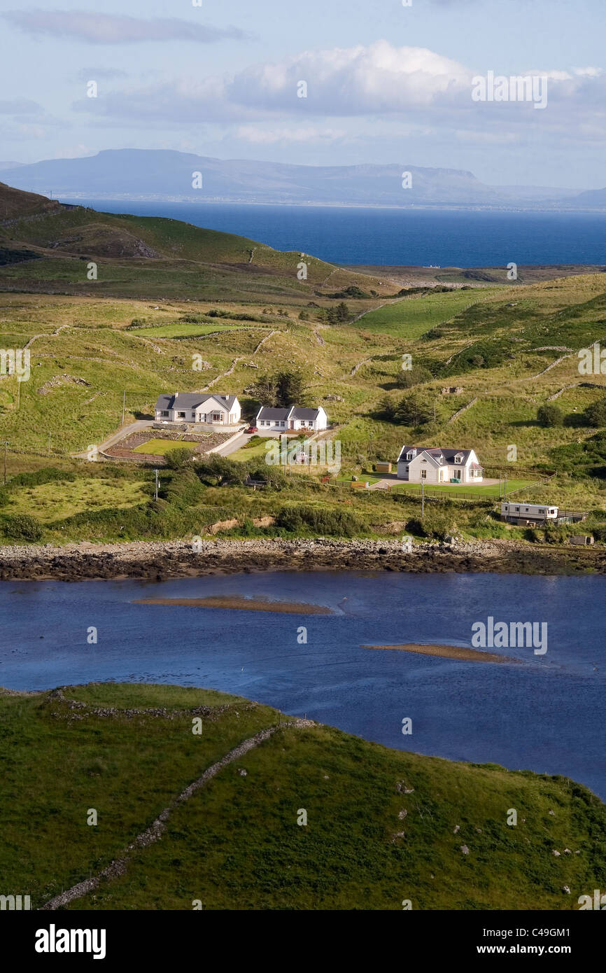 Photograph of an Irish village on the edge of the Atlantic ocean Stock Photo
