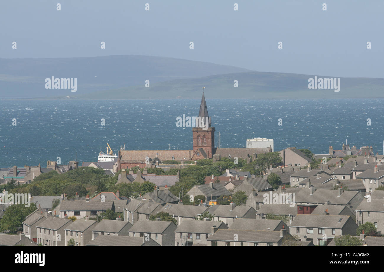 Elevated view of St Magnus cathedral Kirkwall Orkney Scotland  May 2011 Stock Photo