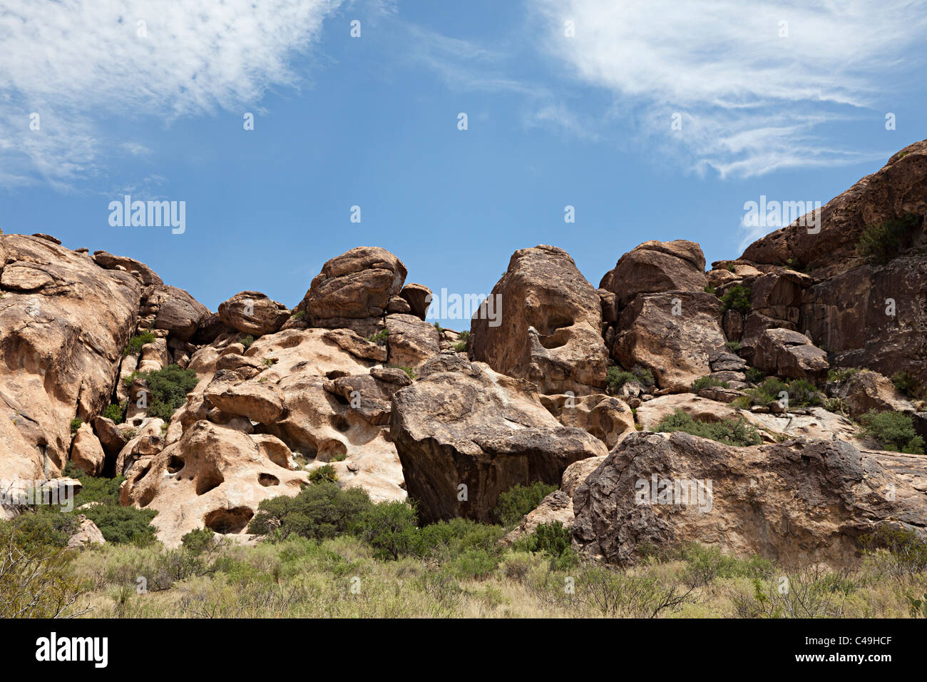 Desert boulders and terrain Hueco Tanks State Historic Site Texas USA ...