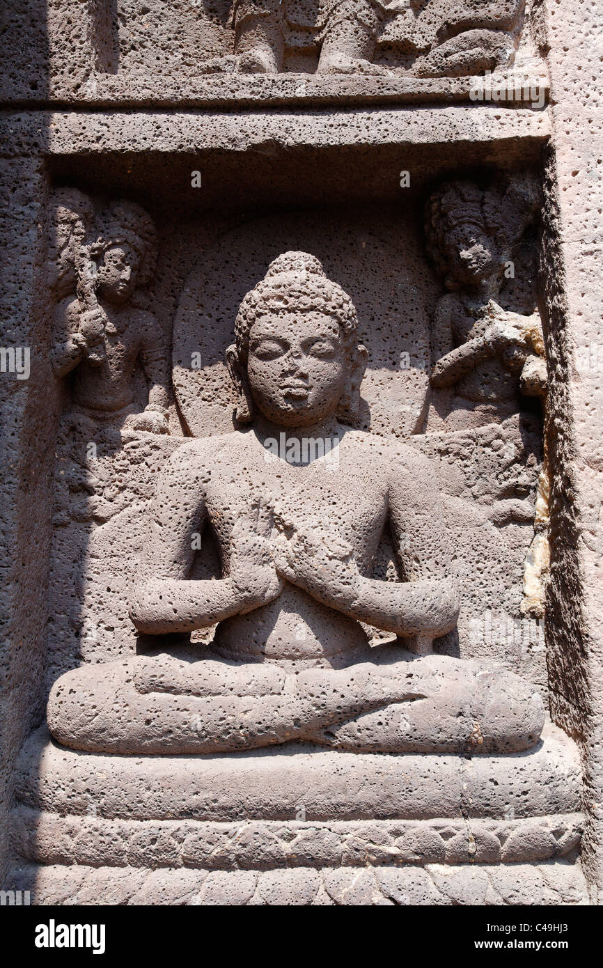 India - Maharashtra state - Ajanta Caves - sculpture outside the Ajanta  Caves Stock Photo - Alamy