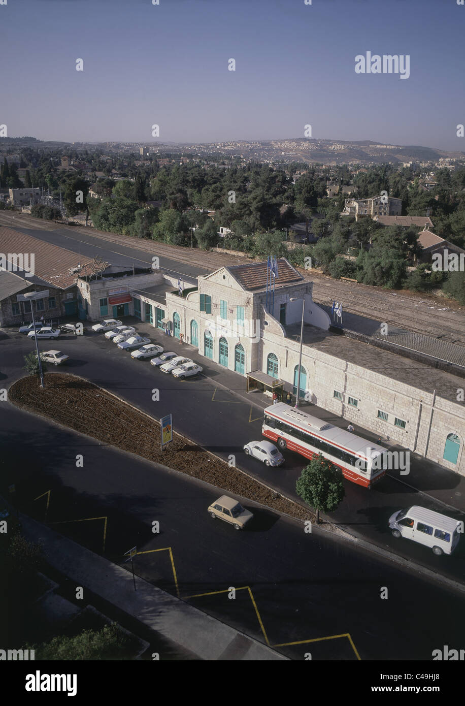 Aerial photograph of the train station of Jerusalem Stock Photo