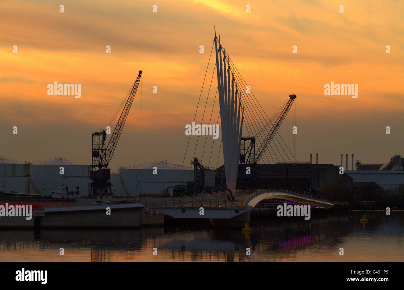 Media City Footbridge at night. Salford England Stock Photo Alamy