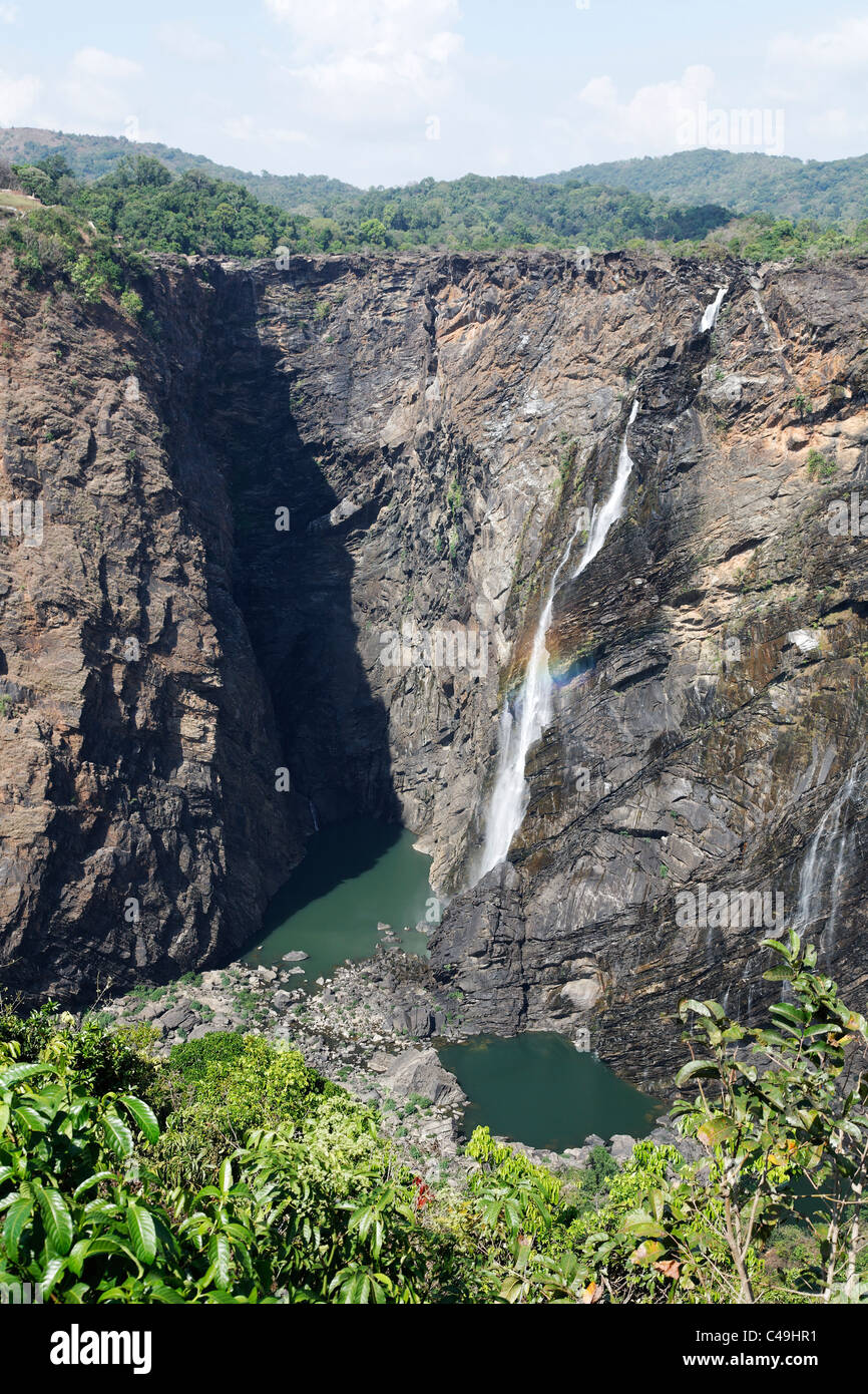 India - Karnataka - Jog Falls in the dry season Stock Photo