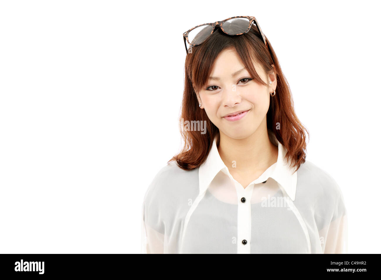 Portrait of happy young asian woman wearing glasses Stock Photo - Alamy