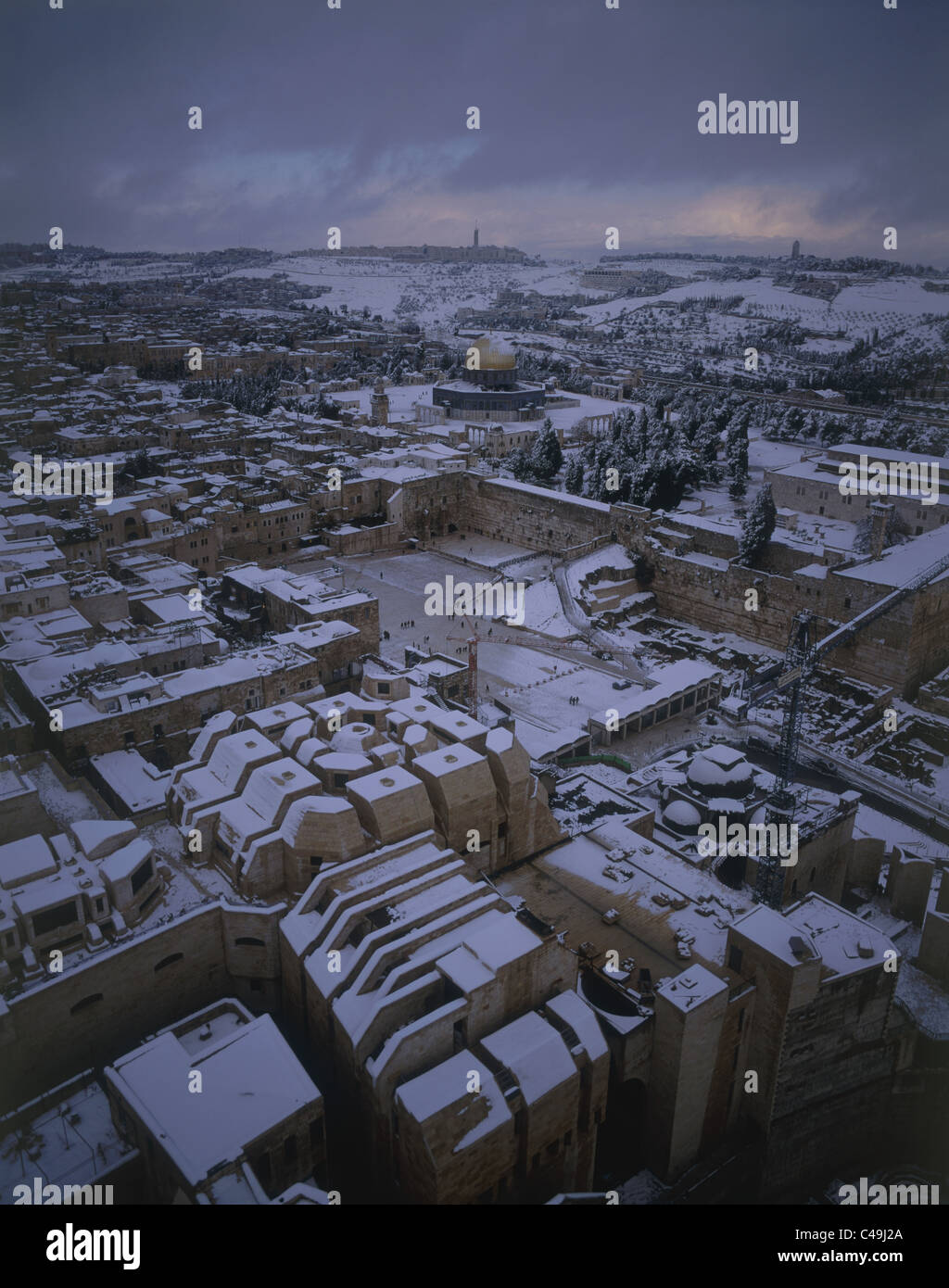 Aerial photograph of the Jewish Quarter in the old city of Jerusalem at ...