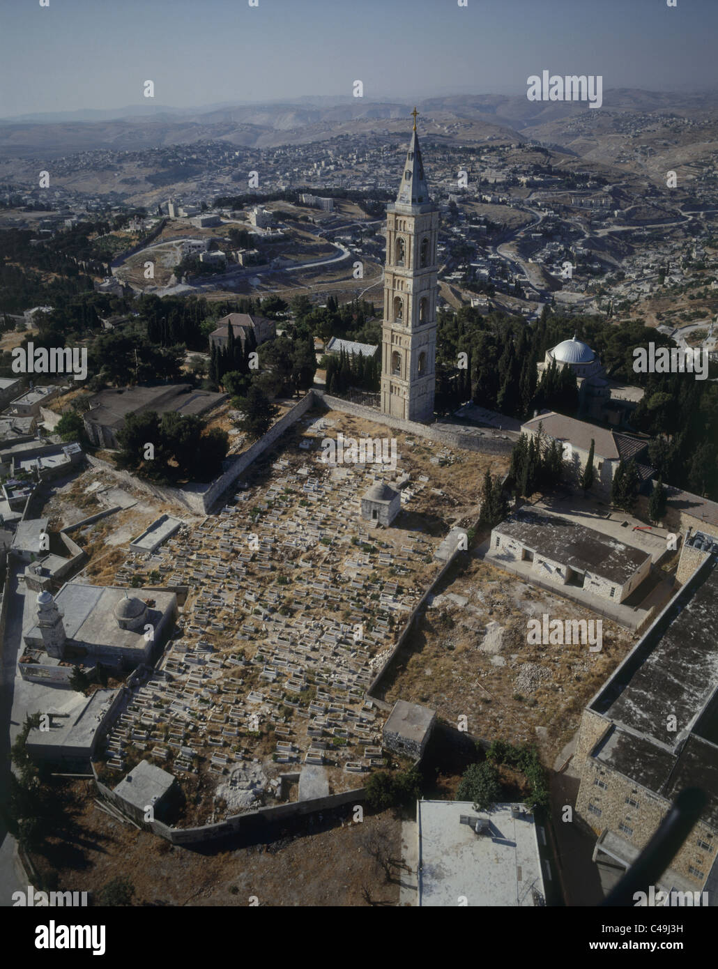 Aerial photograph of the church of Ascension on the mount of Olives