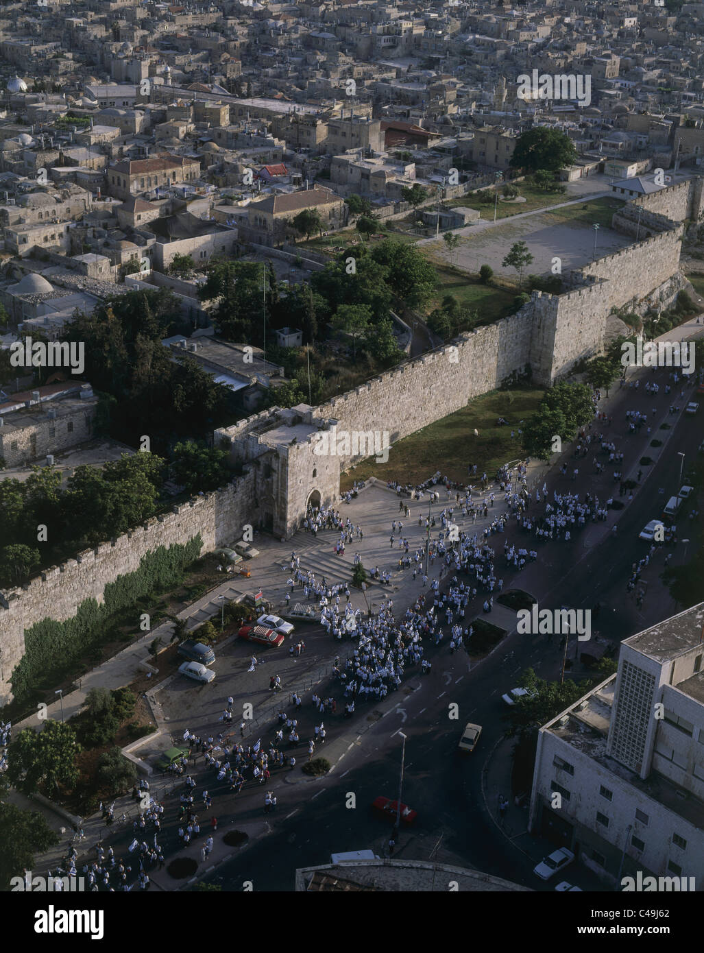 Aerial photograph of Herod's Gate in the old city of Jerusalem Stock ...