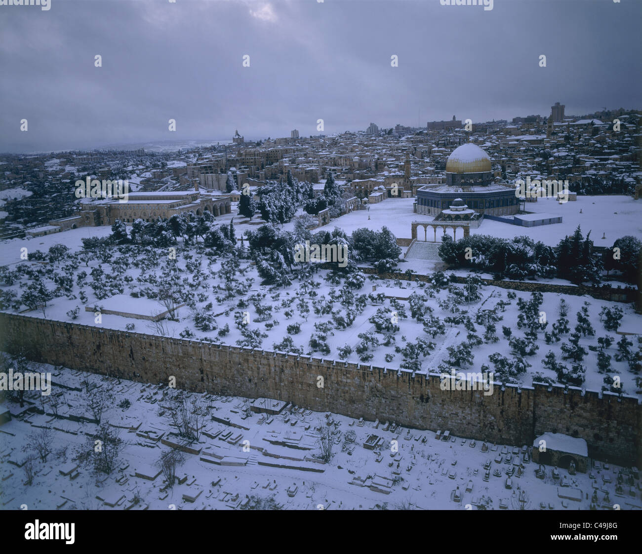 Aerial photograph of the Temple mount in the old city of Jerusalem at ...