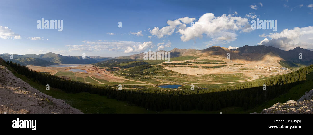 A panorama of a molybdenum mine in the mountains of Colorado Stock Photo