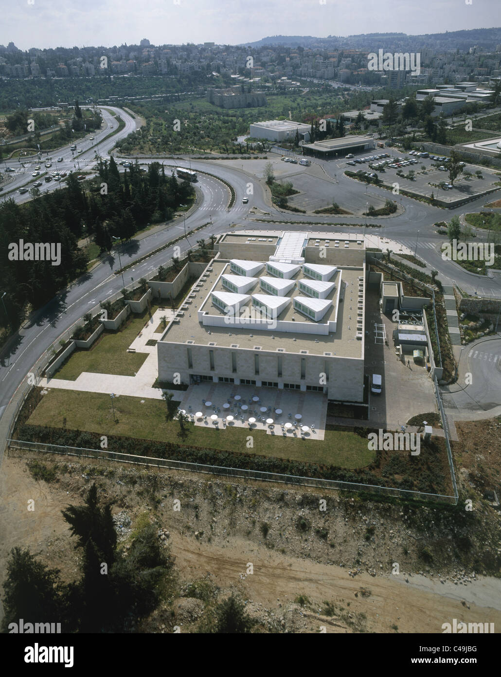 Aerial photograph of the Bible Lands Museum in Jerusalem Stock Photo