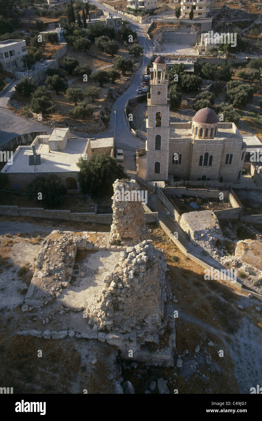 Aerial photograph of the Church of Lazarus in Eastern Jerusalem Stock Photo