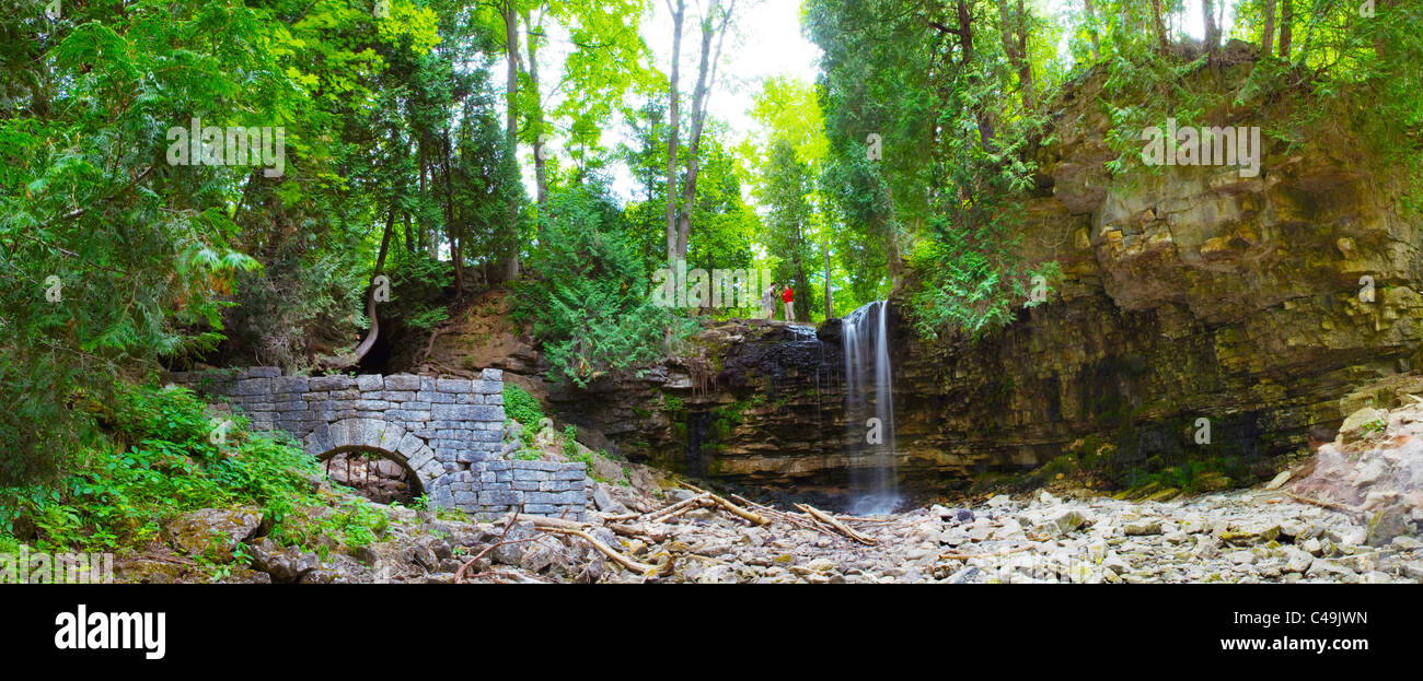 Waterfall and Millpond ruins along the Niagara Escarpment outside Hamilton Ontario Stock Photo