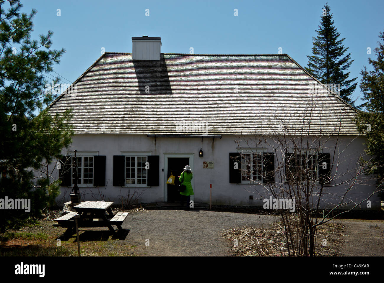 Historic Maison Tsawenhohi house museum in Huron Wendat First Nations community old Wendake Quebec Stock Photo