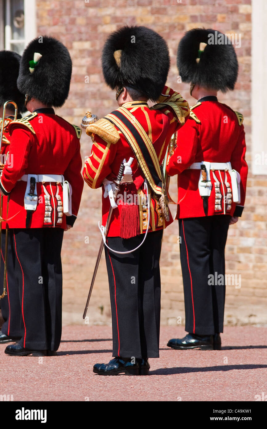 Welsh guards band prepare for Changing of the guard Stock Photo