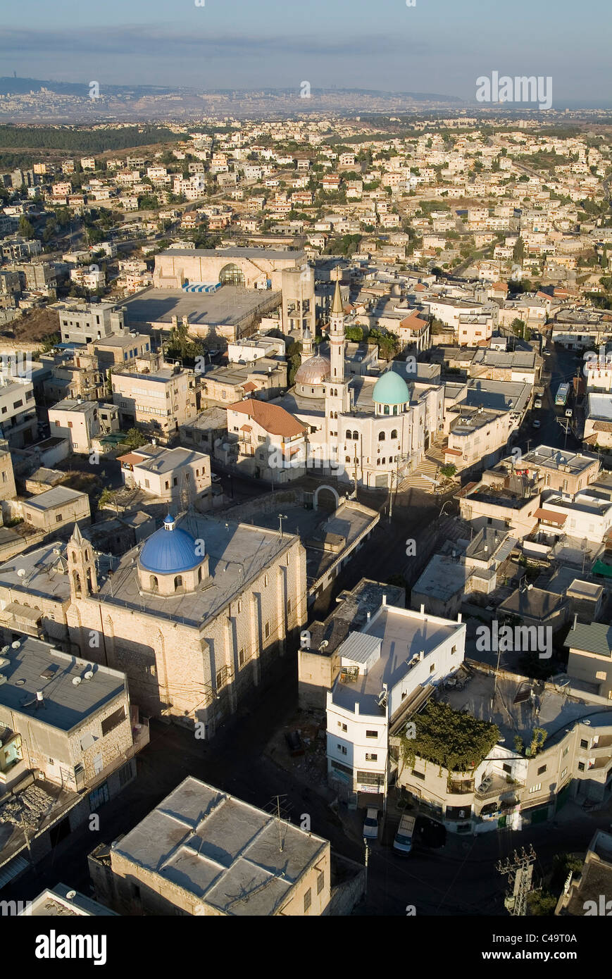 Aerial photograph of the arab village of Shefar'am in the lower Galilee