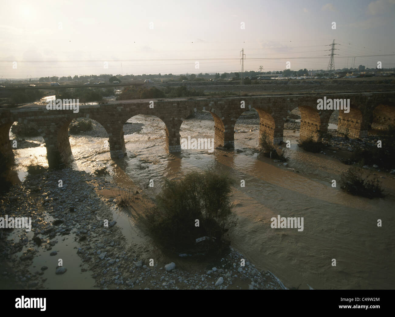Aerial photograph of the Be'er Sheva stream in the northern Negev Stock Photo