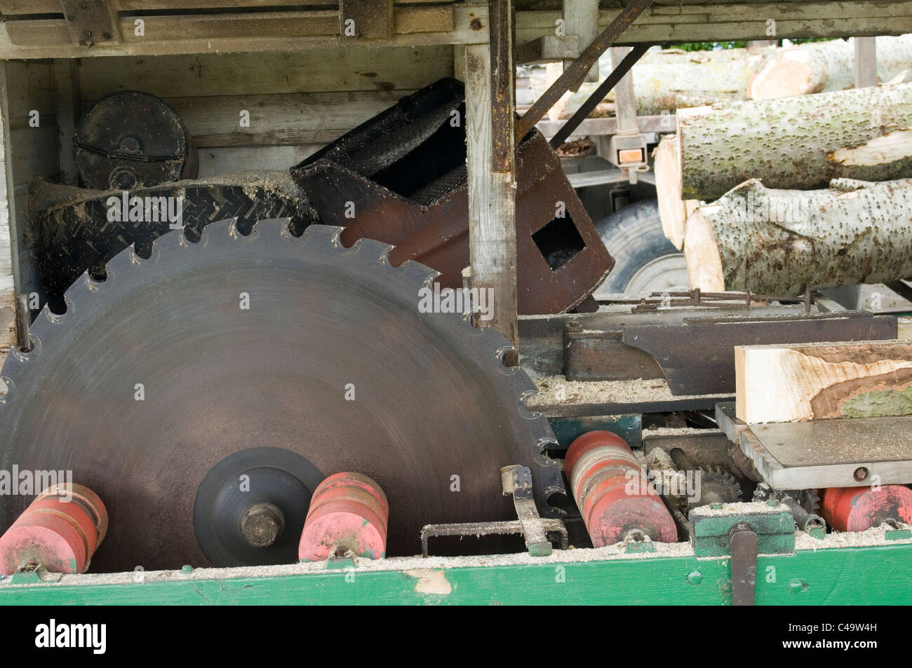 sawmill saw mill circular saws cutting wood dangerous 