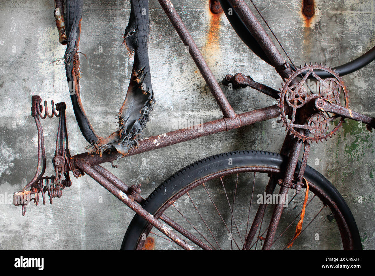 Abandoned ww2 bicycle Stock Photo