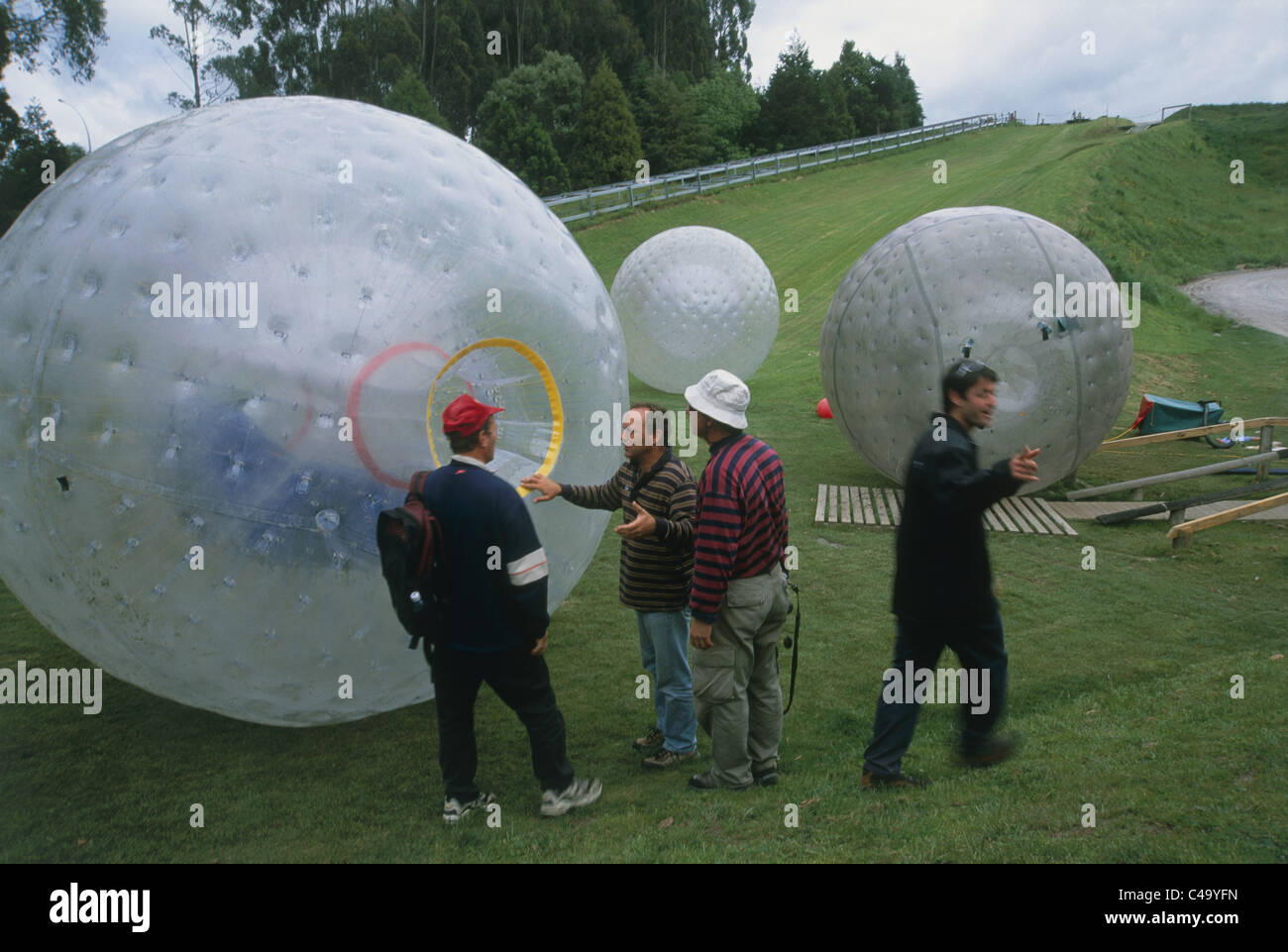 Photograph of a several zorbing ball in New Zealand Stock Photo Alamy
