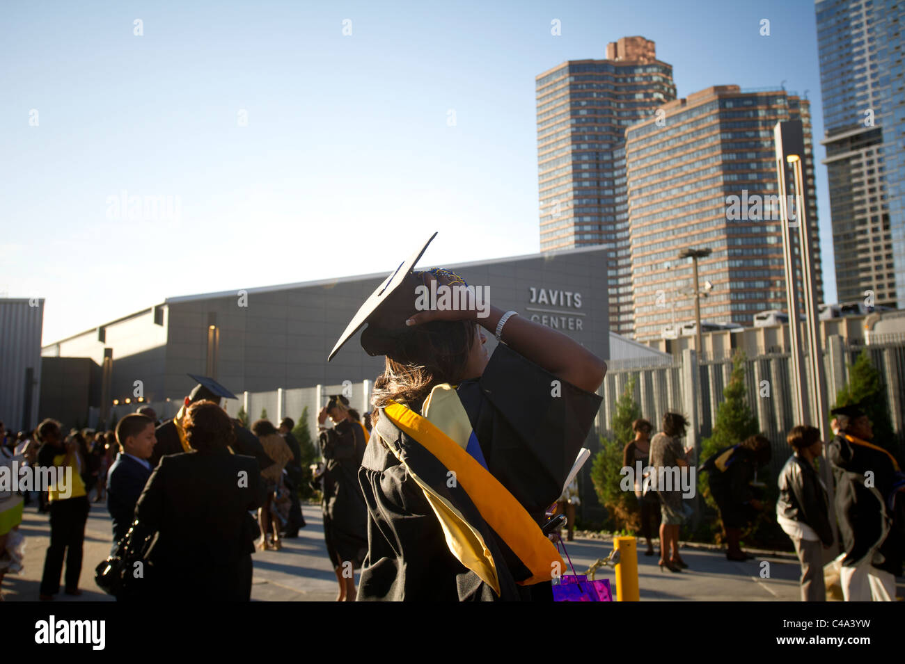 Graduates outside of the Jacob Javits Convention Center in NY after the
