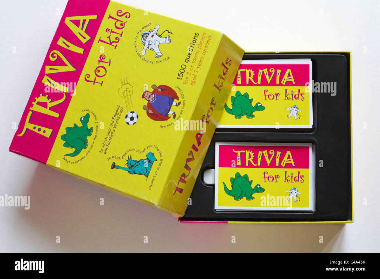 Trivia for kids game on white background Stock Photo
