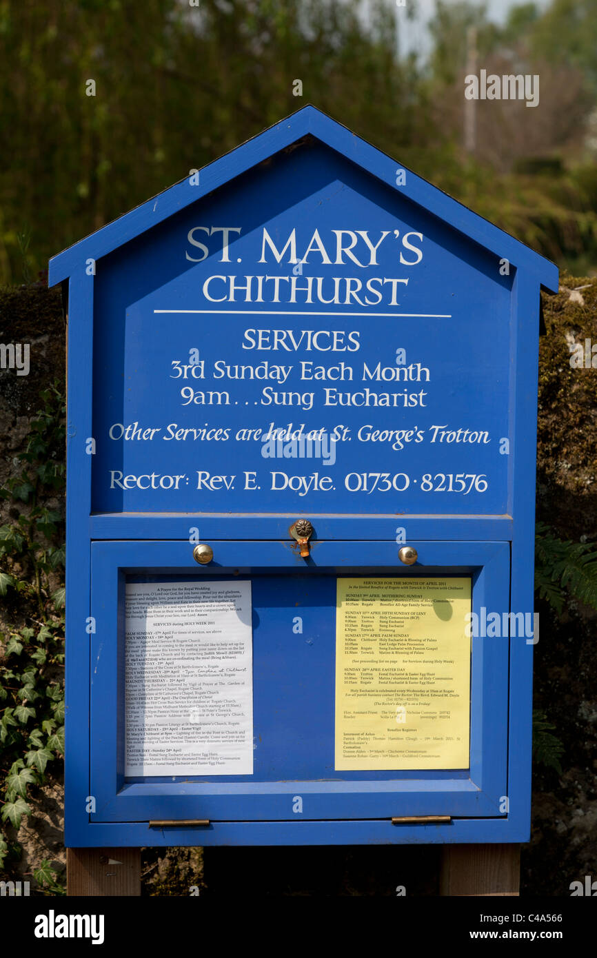 Church notice board of Saint Mary's Church Chithurst Stock Photo - Alamy