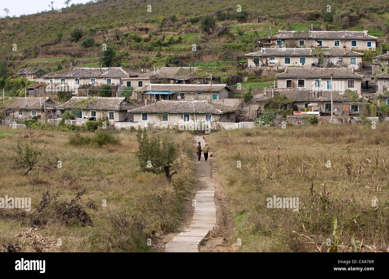 Small village in countryside in North Korea, DPRK Stock Photo 37104559