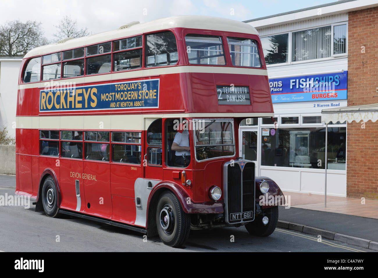 Devon General AEC double decker bus at Dawlish during Heritage Bus Rally Stock Photo