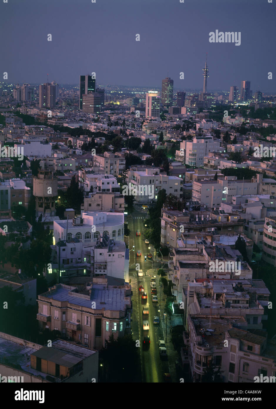 Night image of downtown Tel Aviv Stock Photo - Alamy