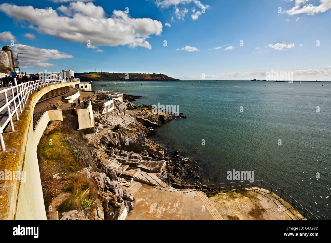View across Plymouth Hoe sea front in Devon on a summers day. Stock Photo