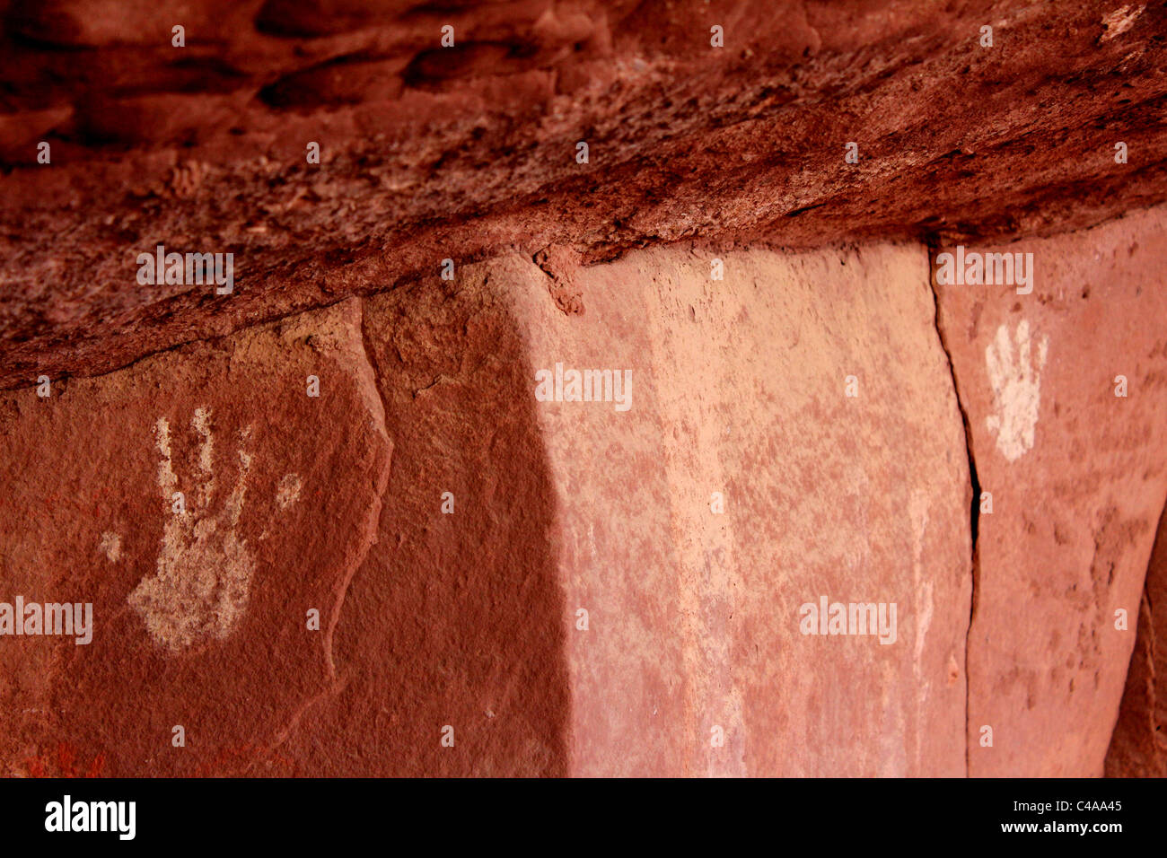 Inca handprints in a cave, Villa Abecia, Bolivia Stock Photo