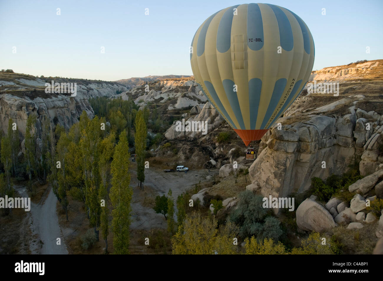 Aerial photograph of a balloon flight over Kapadokya Turkey Stock Photo
