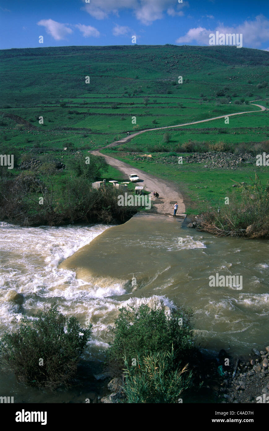 Aerial photograph of the Jordan river in the Upper Galilee Stock Photo