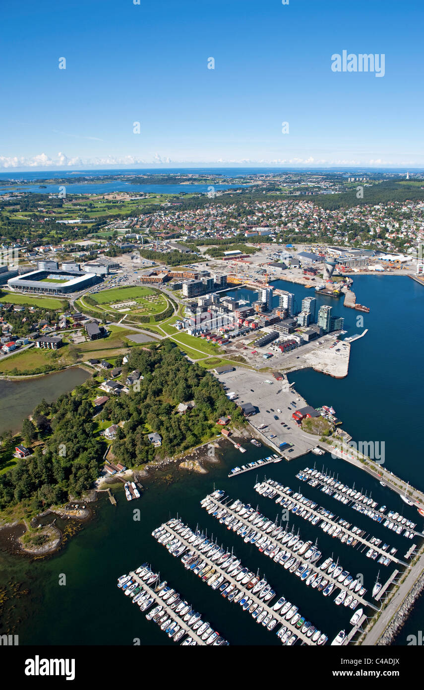 Hinna Park, Viking stadion, Stavanger, Norway. Aerial Stock Photo