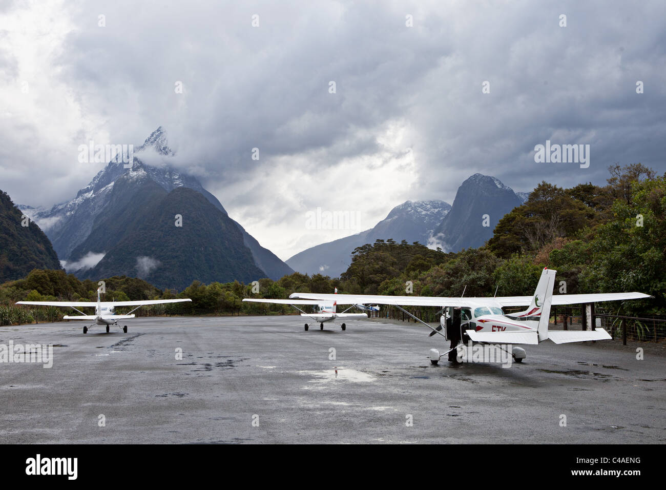 Airport in Milford Sound, New Zealand Stock Photo