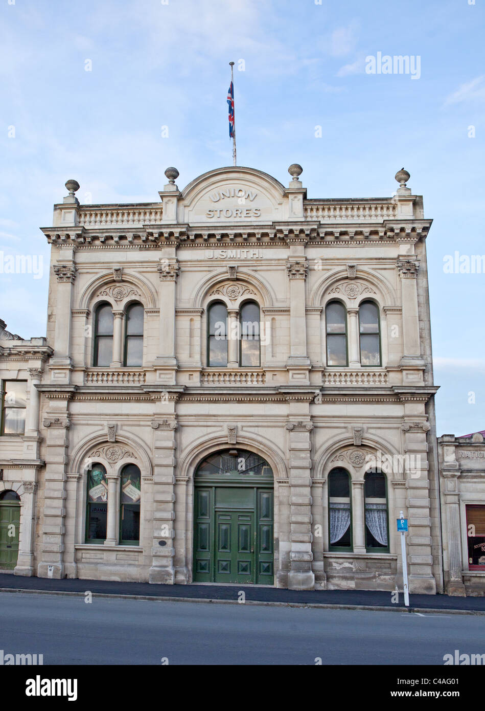 Old Union Building, Tyne Street, Oamaru, New Zealand Stock Photo