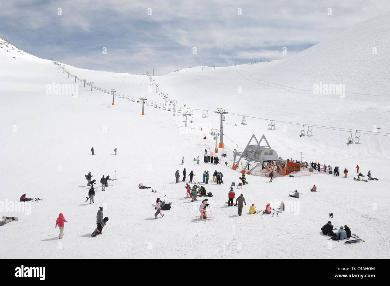 Tochal ski area above Tehran Iran Stock Photo