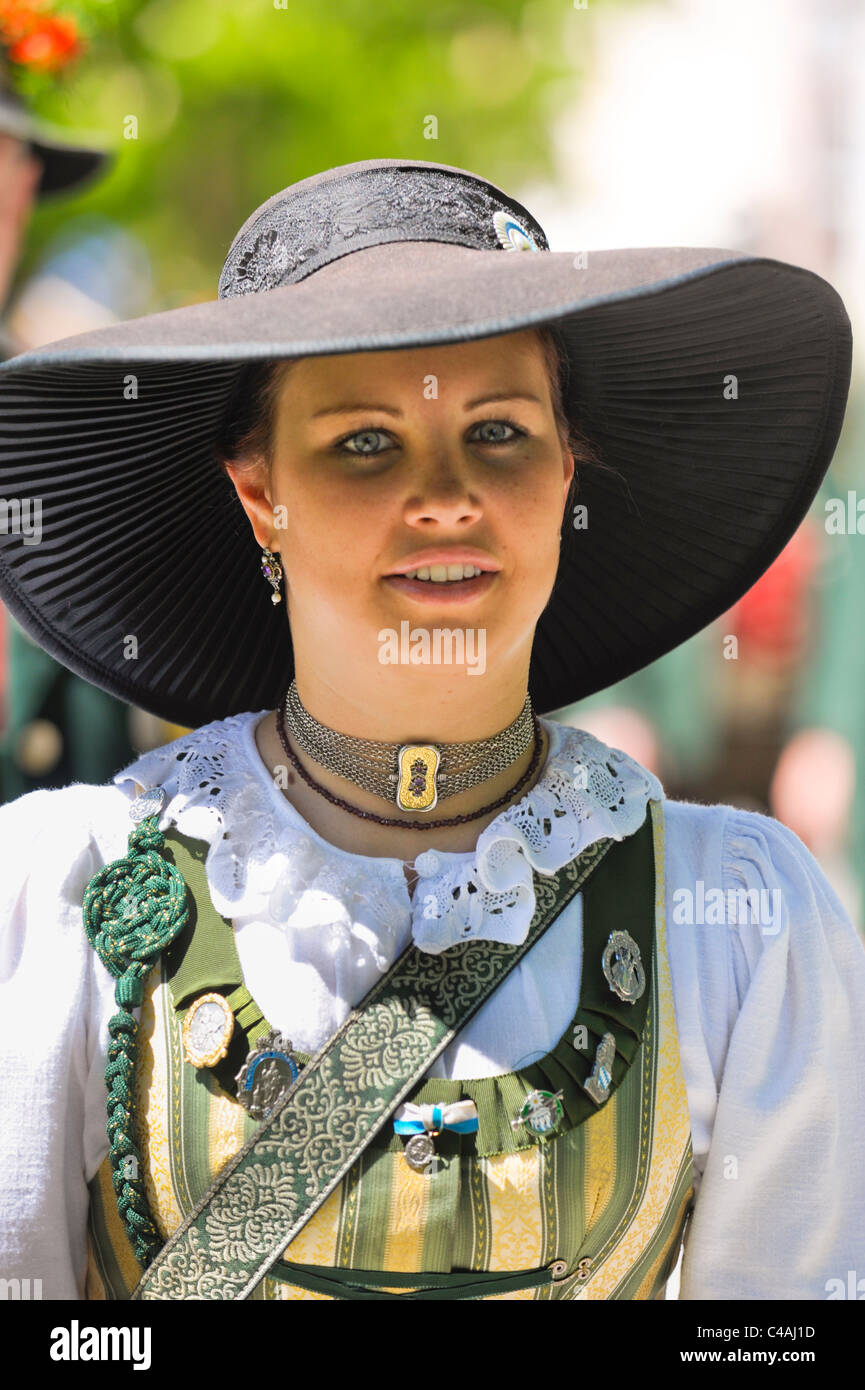 women in traditional bavarian dress at folk festival in Bavaria