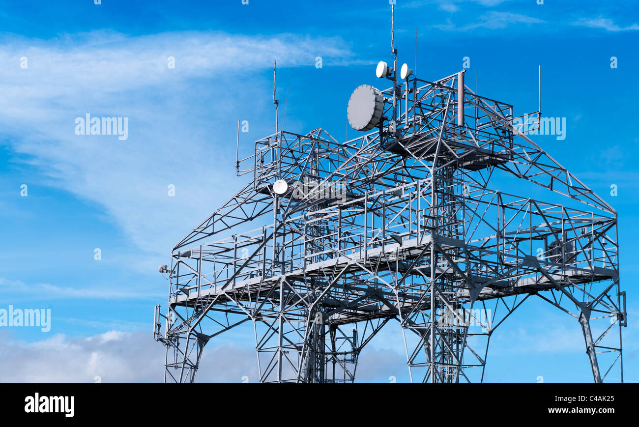 Telecommunications communication tower near Wooler in North Northumberland Stock Photo