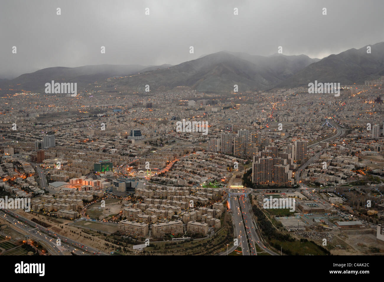 View of Tehran from the top of the Milad Tower Stock Photo