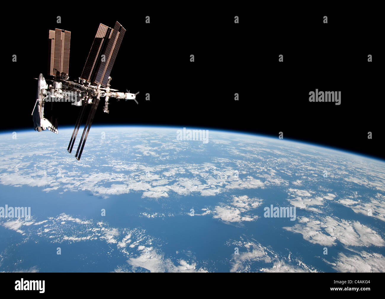Space Shuttle Endeavour docked to the International Space Station Stock ...