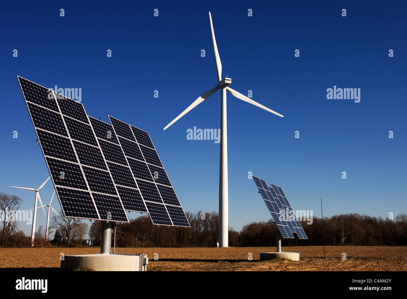 Wind turbines and commercial solar photo voltaic cells in Ontario